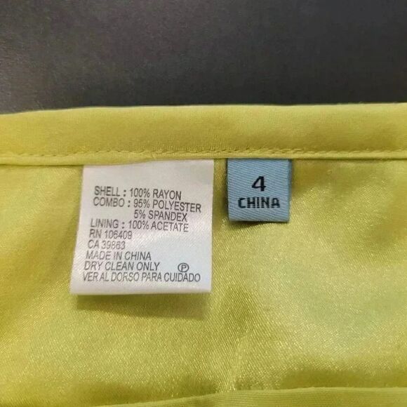 Antonio Melani Women's Ivory Lace & Chatreuse Poly Satin Pencil Straight Lined S - Picture 9 of 11